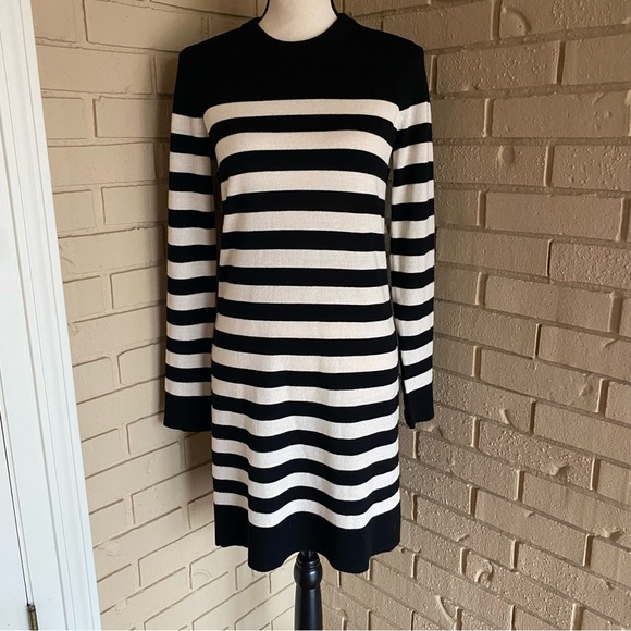RAG & BONE Size XS Black & White Striped LILIAN SWEATER DRESS 100% Wool Modern - Picture 1 of 9